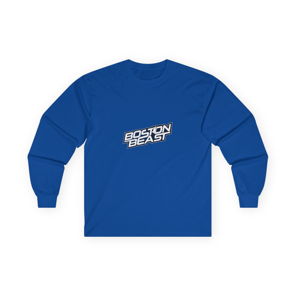 Boston Beast Unisex Ultra Cotton Long Sleeve. White Logo