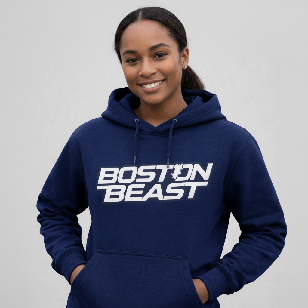 Boston Beast Unisex Heavy Blend Hoodie. White Logo