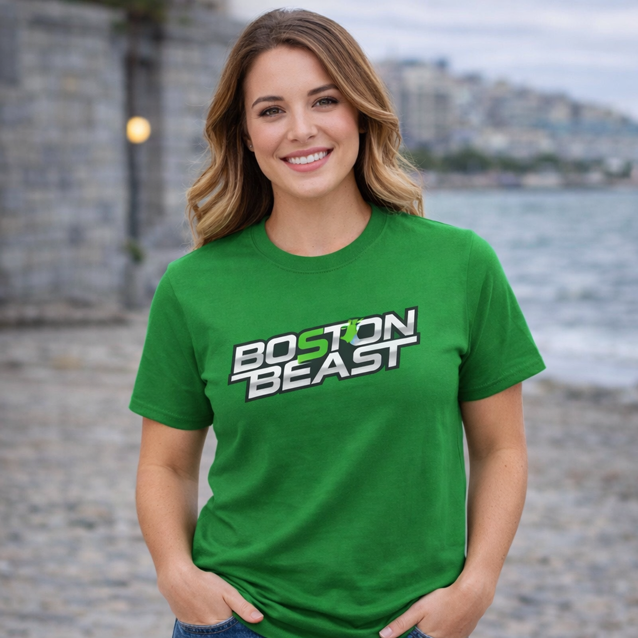 Boston Beast Unisex Soft-Style T-Shirt. Green Map Logo