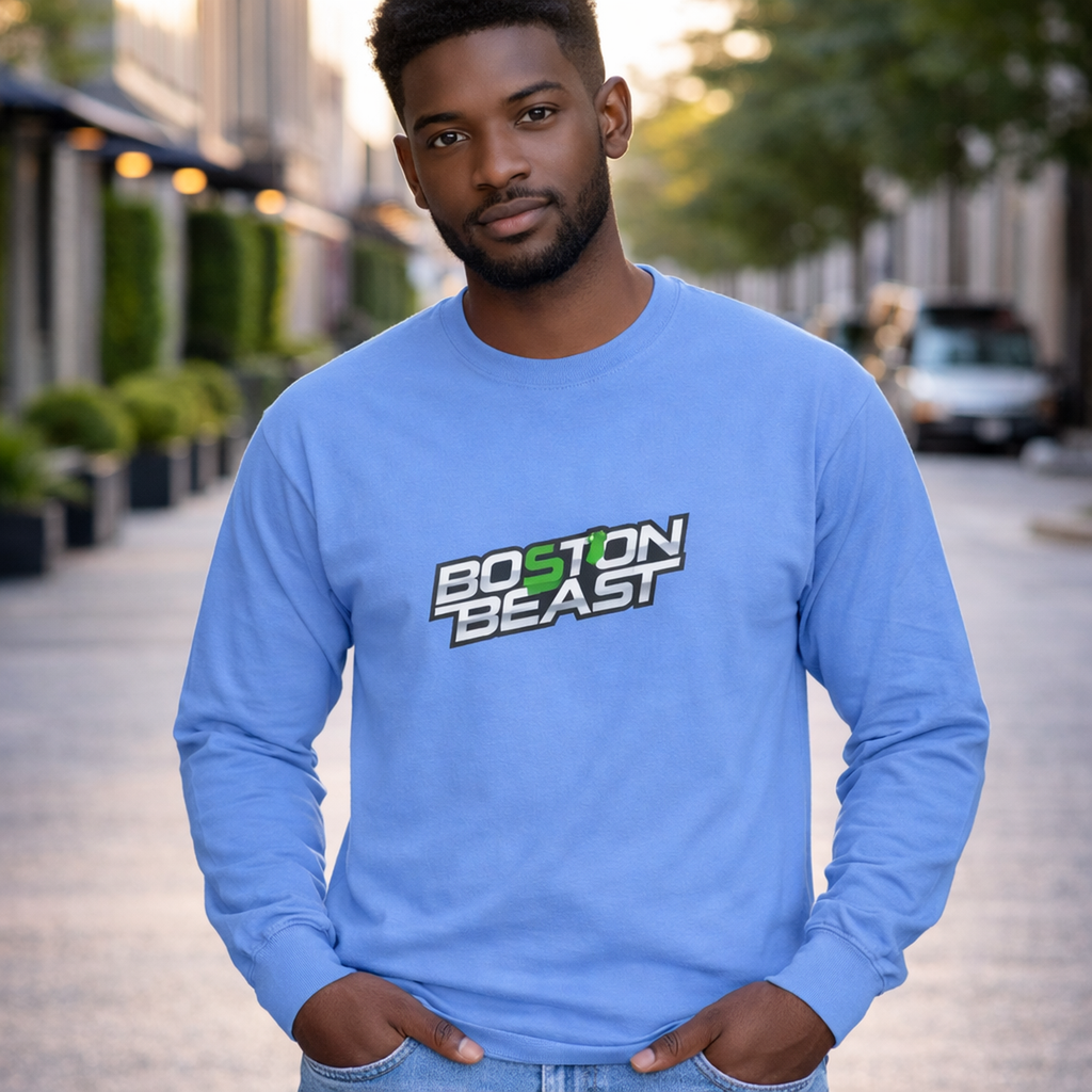 Boston Beast Unisex Ultra Cotton Long Sleeve. Green Map Logo