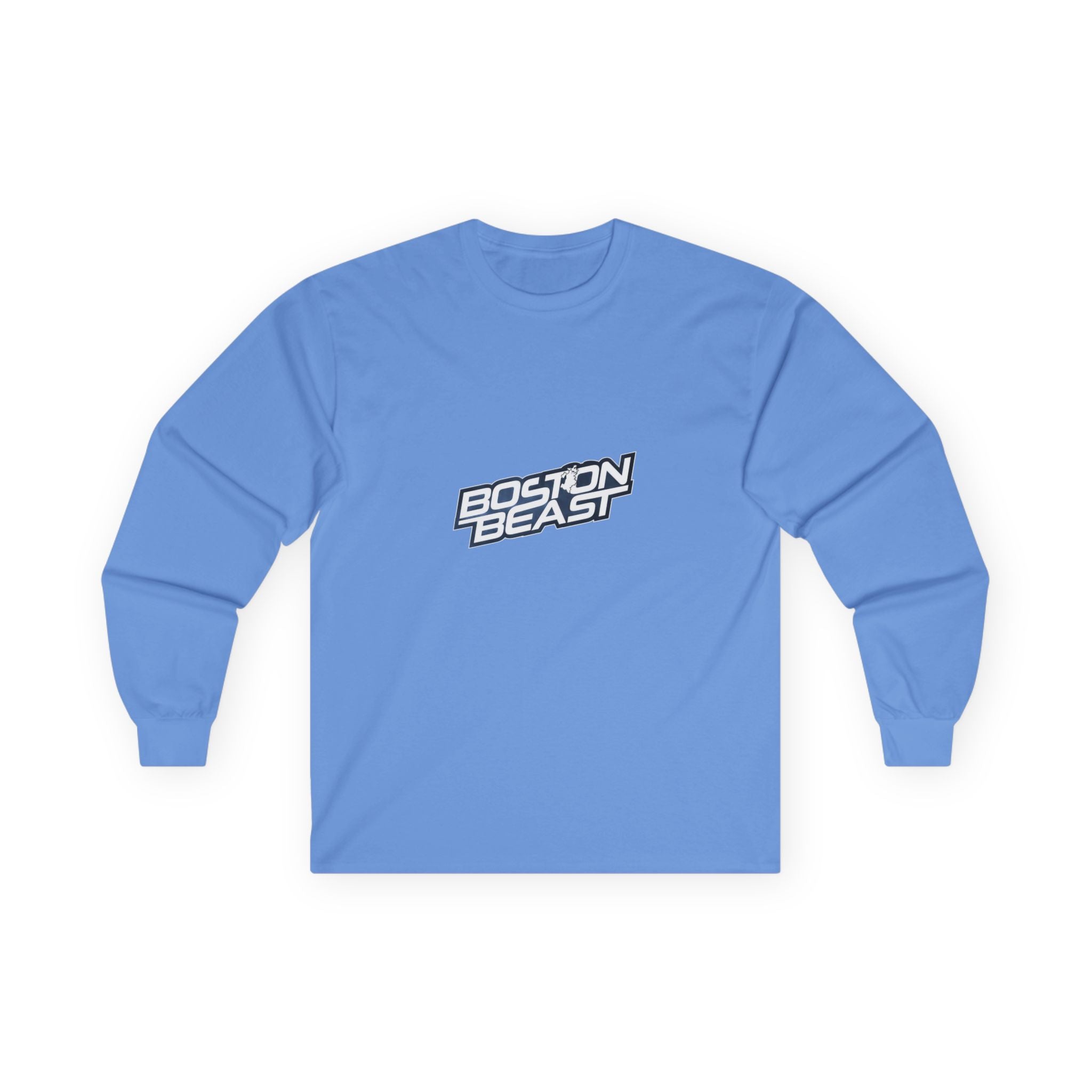 Boston Beast Unisex Ultra Cotton Long Sleeve. White Logo