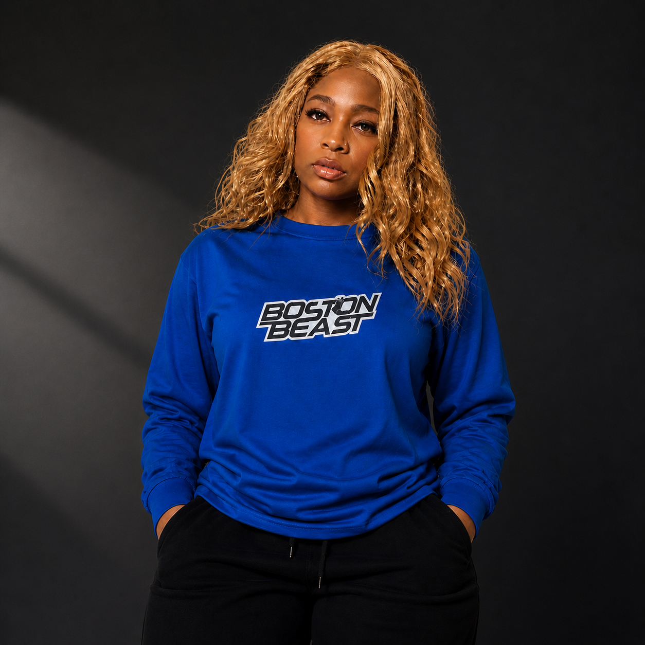 Boston Beast Unisex Ultra Cotton Long Sleeve. Black Logo
