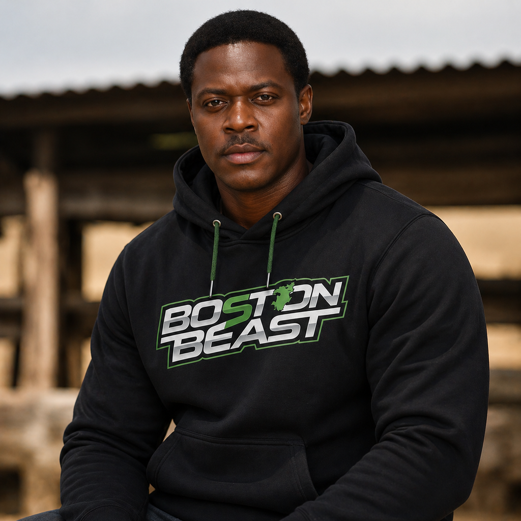 Boston Beast Unisex Heavy Blend Hoodie. Green Map Logo